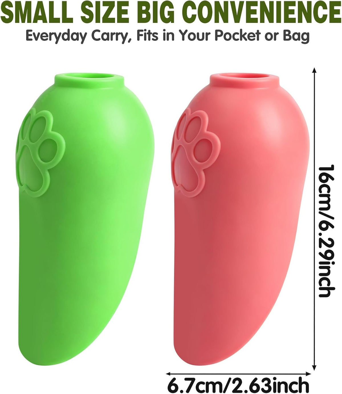 2Pcs Portable Dog Water Bottle Dispenser, Foldable Silicone Attachment