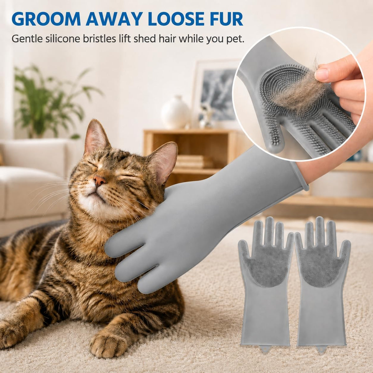 Silicone Cleaning Gloves,1 Pair Reusable Gloves Bristles for Dishwashing