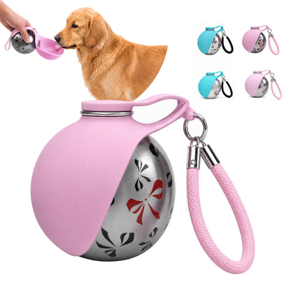 2-in-1 Portable Dog Water Bottle with Bowl, 10oz Leak-Proof Stainless Steel Pet Travel Water Dispenser for Small Dogs & Puppy, No-Spill Design for Walking, Hiking (Blue A)