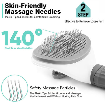 3PCS Dog Grooming Brush - Dog Brush for Shedding Massaging Bathing - Double Sided Shedding, Dematting Undercoat Rake - Self Cleaning Slicker Comb for Dogs and Cats with Long or Short Coats
