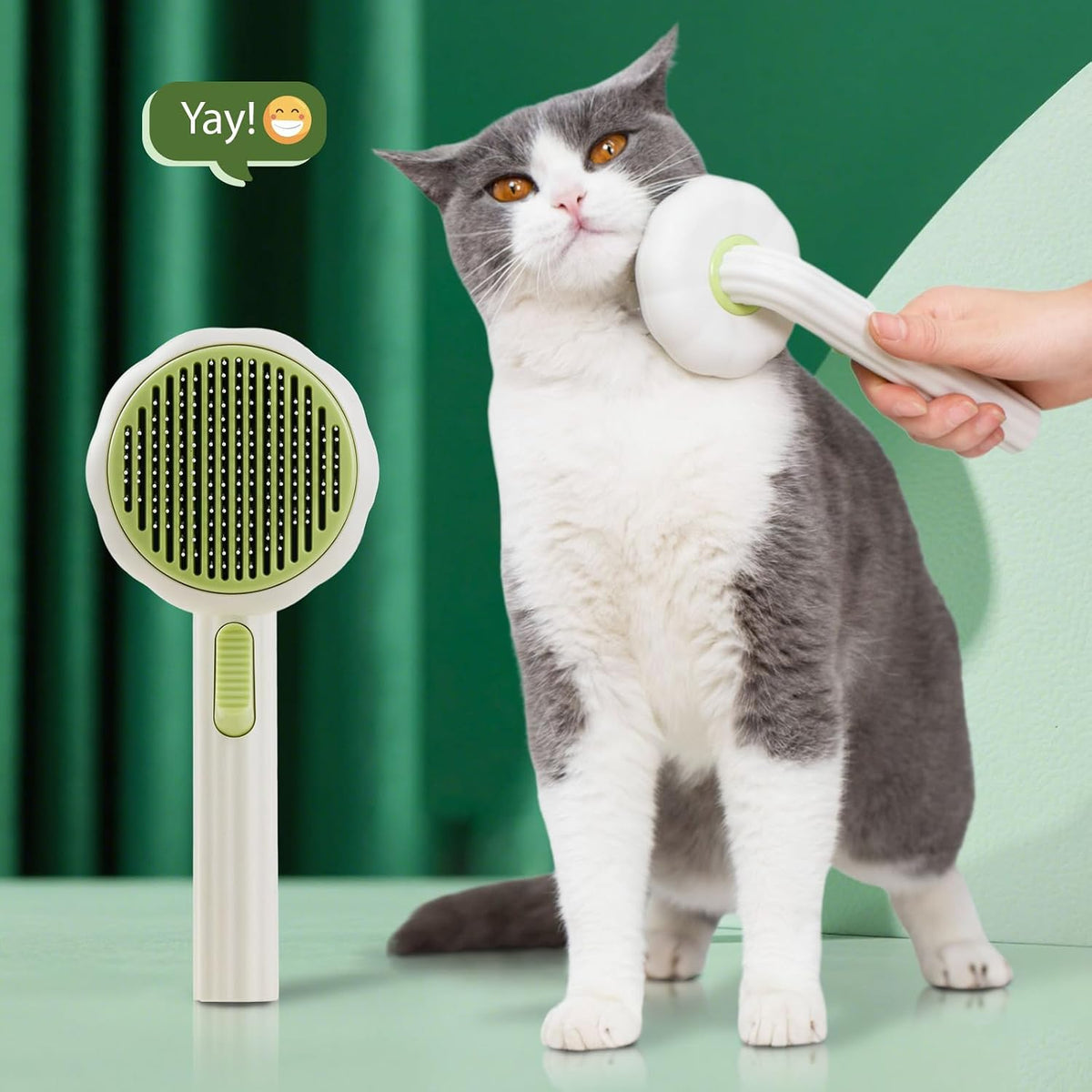 Cat Brush for Indoor Cats for Shedding, Dog Brush, Pet Hair Remover Tool, Self Cleaning Cat Comb with Release Button Hair Brush, Dog Deshedding Brush Grooming Kit