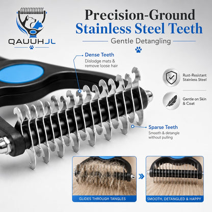 Pet Pro Tool Grooming Dog Deshedding Undercoat Rake Dual-Sided Comb