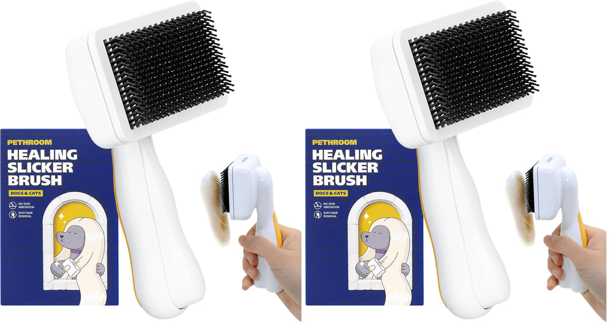 PETHROOM Self-Cleaning Slicker Brush for Dogs & Cats