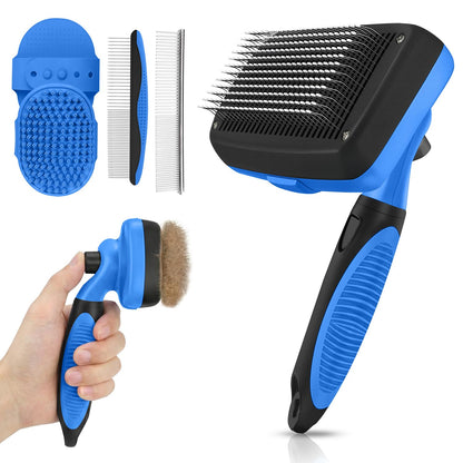 Cleaning Shedding Brush - Professional Pet Grooming Kit Skin Friendly Grooming Tool for Dogs, Cats, and Puppies, Deshedding and Hair Removal for Long/Short Haired Pets, Blue