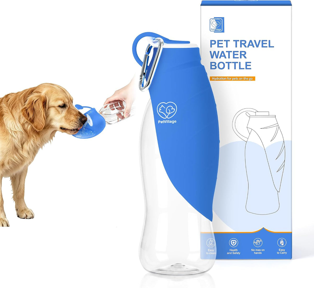 Dog Water Bottle with Foldable Bowl, 20oz Large Capacity