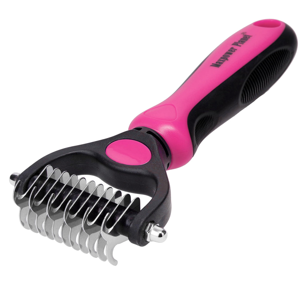 Maxpower Planet Hair Brush - Double Sided Shedding, Dematting Undercoat Rake for Dogs and Cats, Extra Wide Dog Grooming Brush, Reduce Shedding by 95%, Black