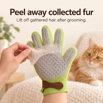 PetPals Single Pet Hair Removal Glove, Double-Sided Cat Grooming Glove