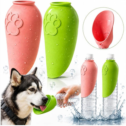 Dog Water Bottle Attachment, 2 Pack Foldable Silicone Pet Water Bowl, Fits Most 26mm+ Water Bottles, Portable Dog Drinking Bowl for Walking, Hiking, Camping & Travel