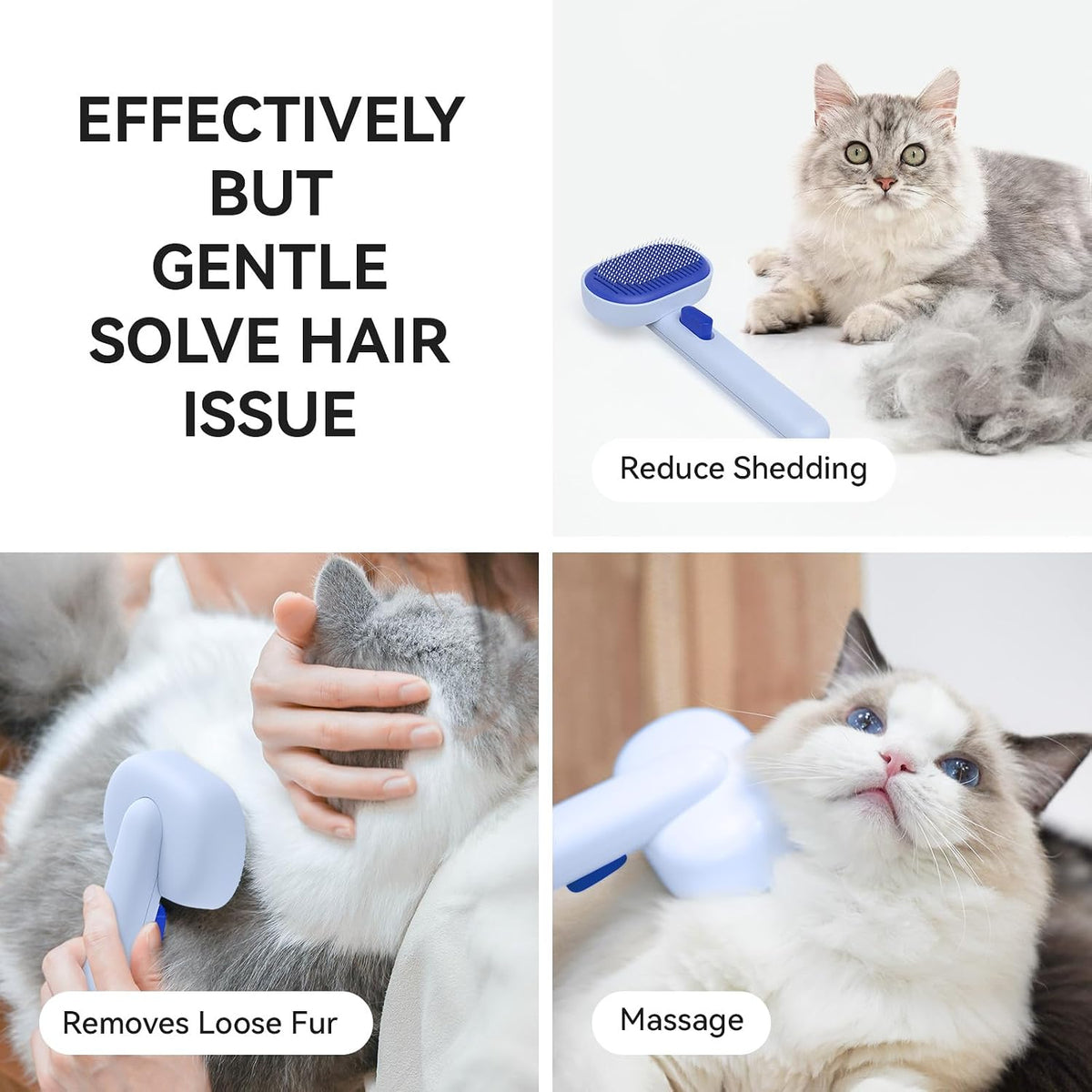 aumuca Skin Friendly Self-Cleaning Slicker Brush for Dogs & Cats, Gentle Pet Grooming Tool for Shedding & Deshedding, Efficient Hair Remover for Long & Short Haired Pets