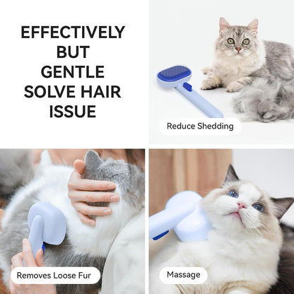 aumuca Skin Friendly Self-Cleaning Slicker Brush for Dogs & Cats, Gentle Pet Grooming Tool for Shedding & Deshedding, Efficient Hair Remover for Long & Short Haired Pets