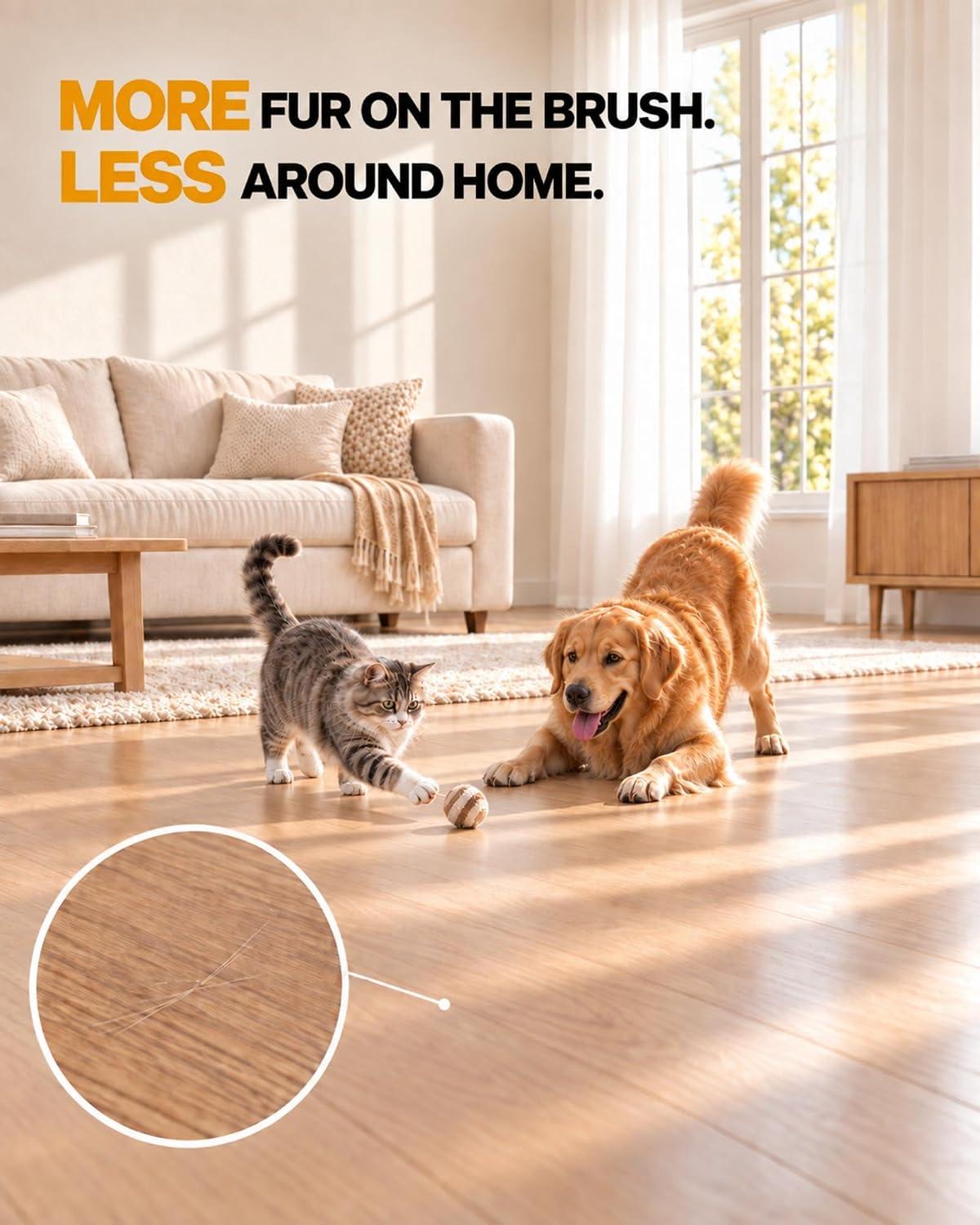 Self Cleaning Slicker Brush for Cats & Dogs, 1-Press Release Shedding Pet