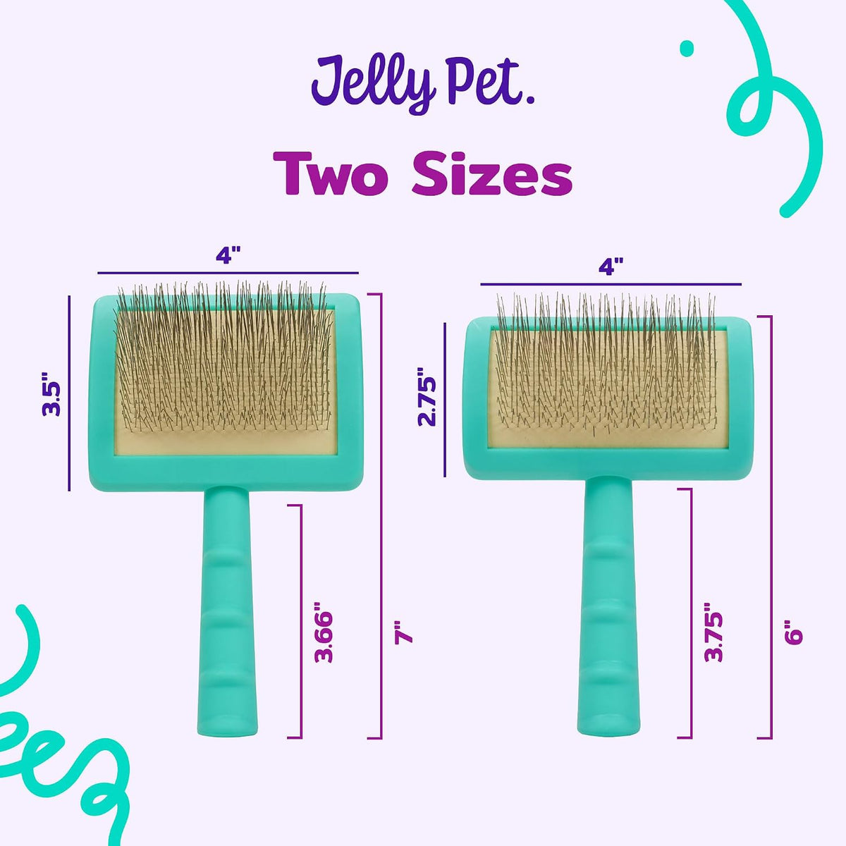 Jelly Pet Universal Slicker Brush for Dogs, Dog Grooming Brush, Remove Tangles and Dead Undercoat, Tuffer Than Tangles, Maltese Shi-Tzu Poodle Bichon, Firm Pins, Teal, Small