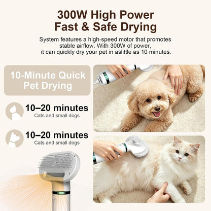 2-in-1 Pet Hair Dryer with Slicker Brush，Dog Cat Grooming Blow Dryer for Small Dogs and Cats
