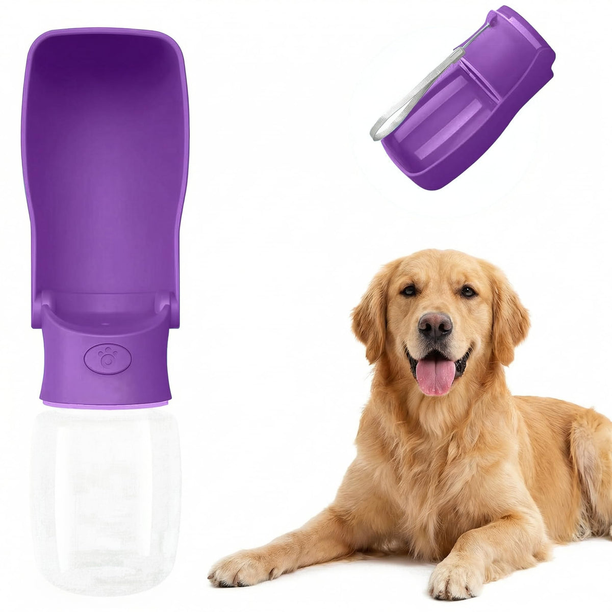 Portable Dog Water Bottle Dispenser [Leak Proof & Foldable] Dog Travel Water Bottle Bowl Accessories for Puppy Small Medium Large Dogs Pet Water Bottles for Dogs Walking Outdoor Hiking 19OZ