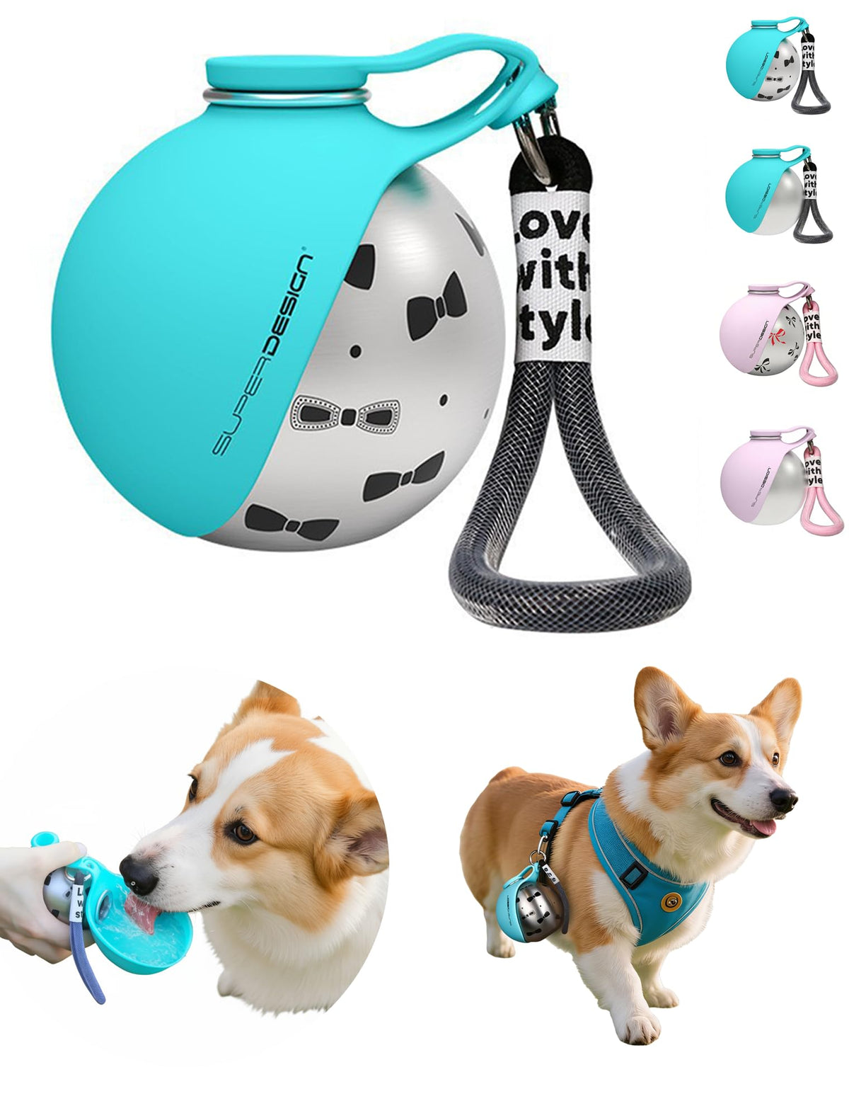 Portable Dog Water Bottle with Collapsible Bowl for Small Dogs & Puppy