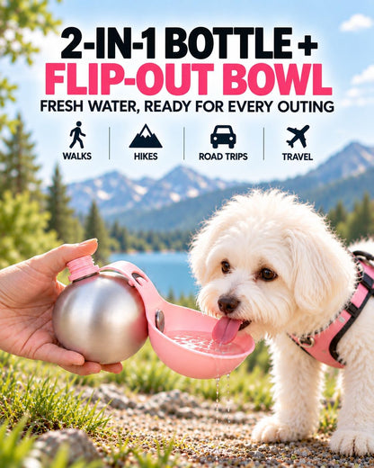 Portable Dog Water Bottle with Collapsible Bowl for Small Dogs & Puppy