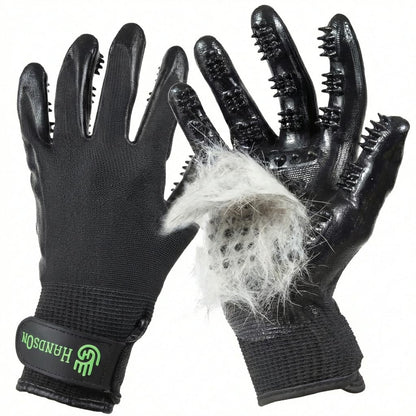 H HANDSON Pet Grooming Gloves - Patented #1 Ranked, Award Winning Shedding, Bathing, & Hair Remover Gloves - Gentle Brush for Cats, Dogs, and Horses (Grey, X-Large)