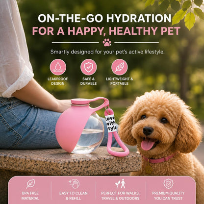 2-in-1 Portable Dog Water Bottle with Bowl, 10oz