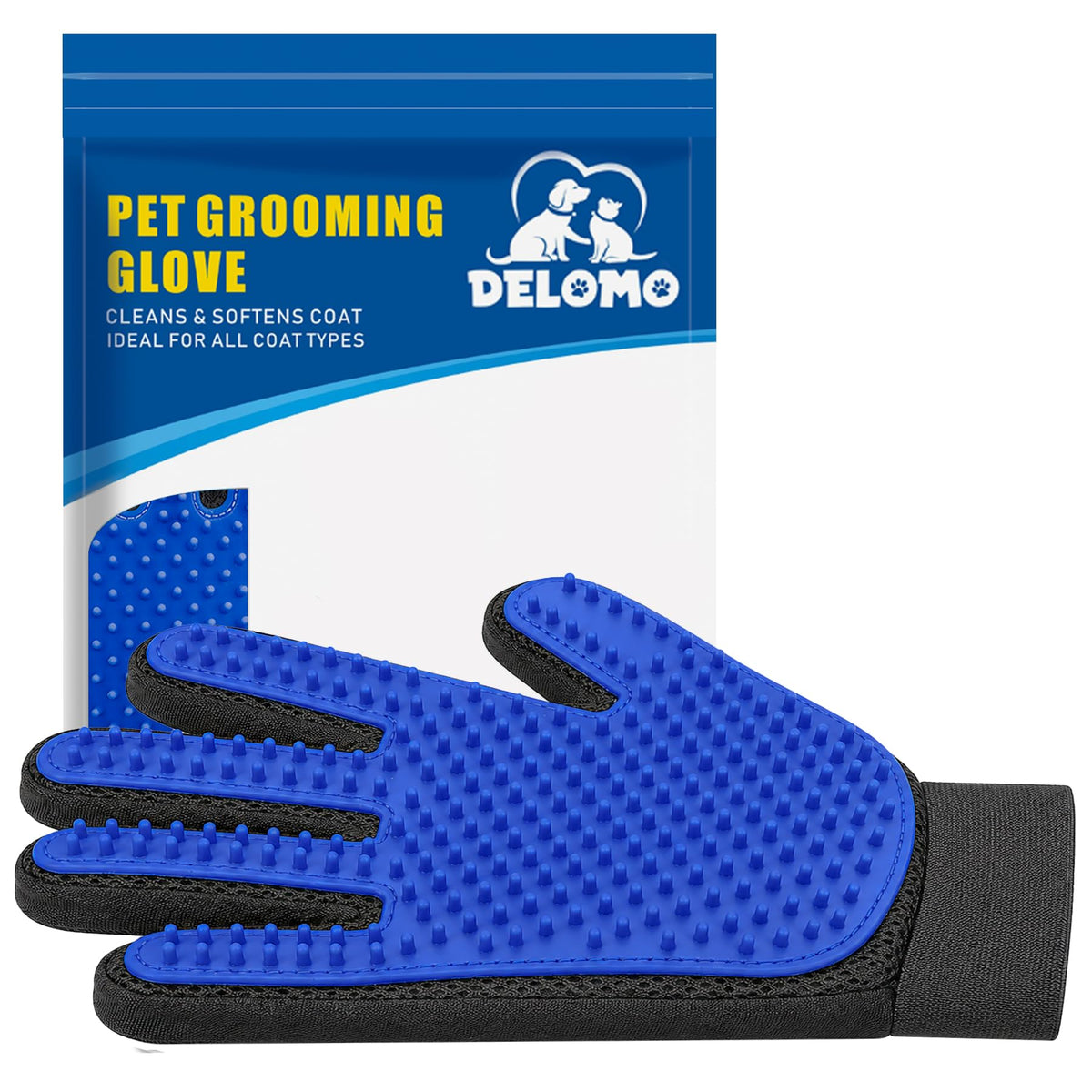 Pet Hair Removal Glove with 255 Silicone Tips for Dogs & Cats, Right Pink