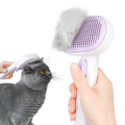 aumuca Skin Friendly Self-Cleaning Slicker Brush for Dogs & Cats, Gentle Pet Grooming Tool for Shedding & Deshedding, Efficient Hair Remover for Long & Short Haired Pets