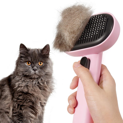 aumuca Skin Friendly Self-Cleaning Slicker Brush for Dogs & Cats, Gentle Pet Grooming Tool for Shedding & Deshedding, Efficient Hair Remover for Long & Short Haired Pets