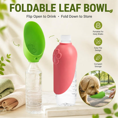 2Pcs Portable Dog Water Bottle Dispenser, Foldable Silicone Attachment