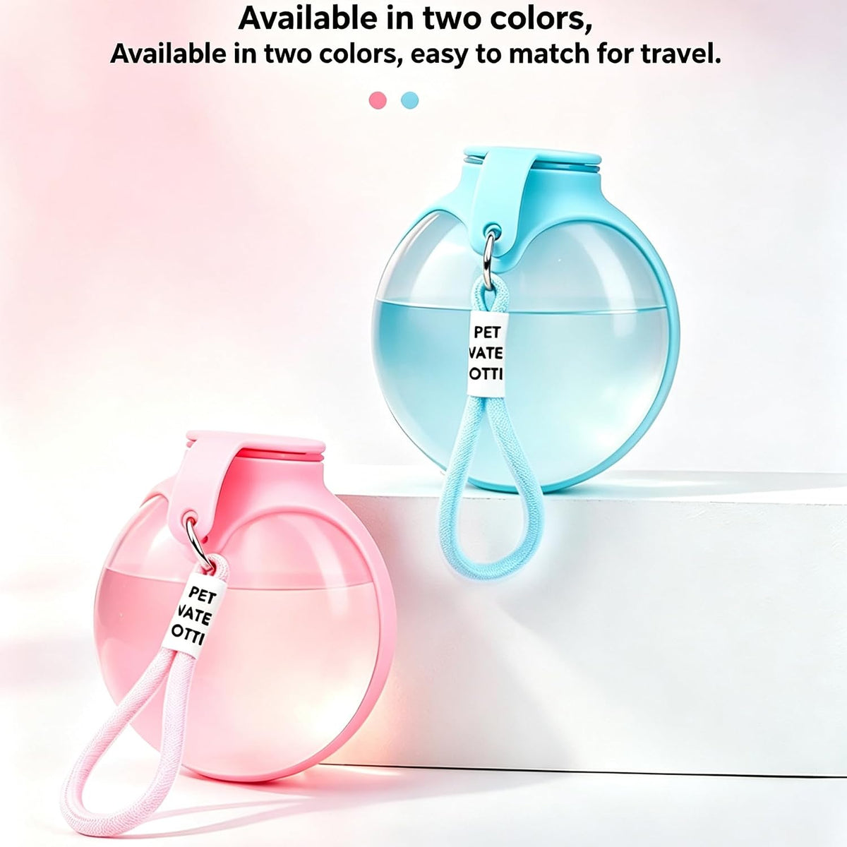 Dog Water Bottle, 2-in-1 Portable Oblate Foldable Pet Cup with Lanyard for Outdoor Walking-Leak-Proof Pet Travel Water Dispenserfood-Grade Silicone Drinking Tray for Small Cats and Dogs（Blue-Green）