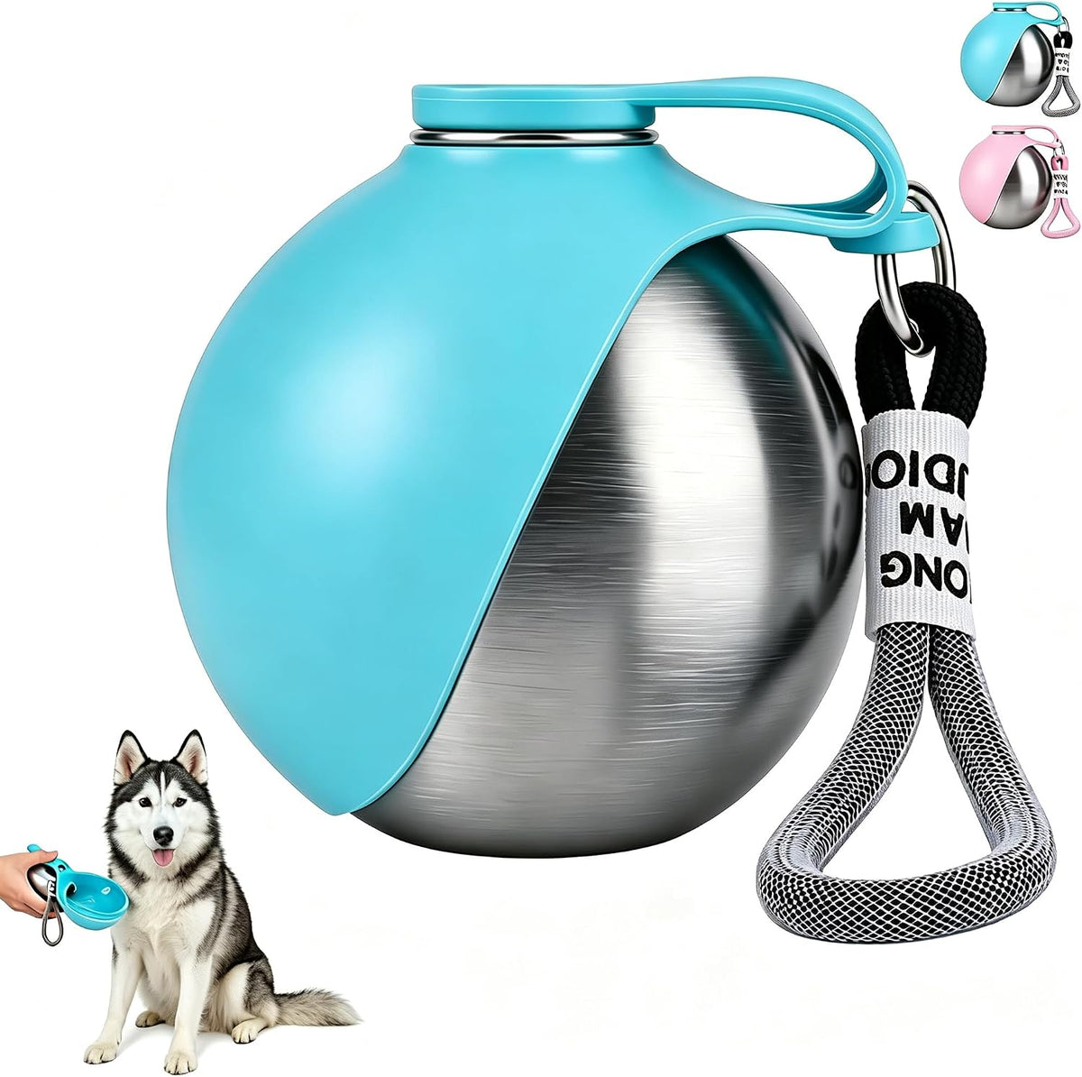 Portable Dog Water Bottle with Fold-Out Silicone Bowl