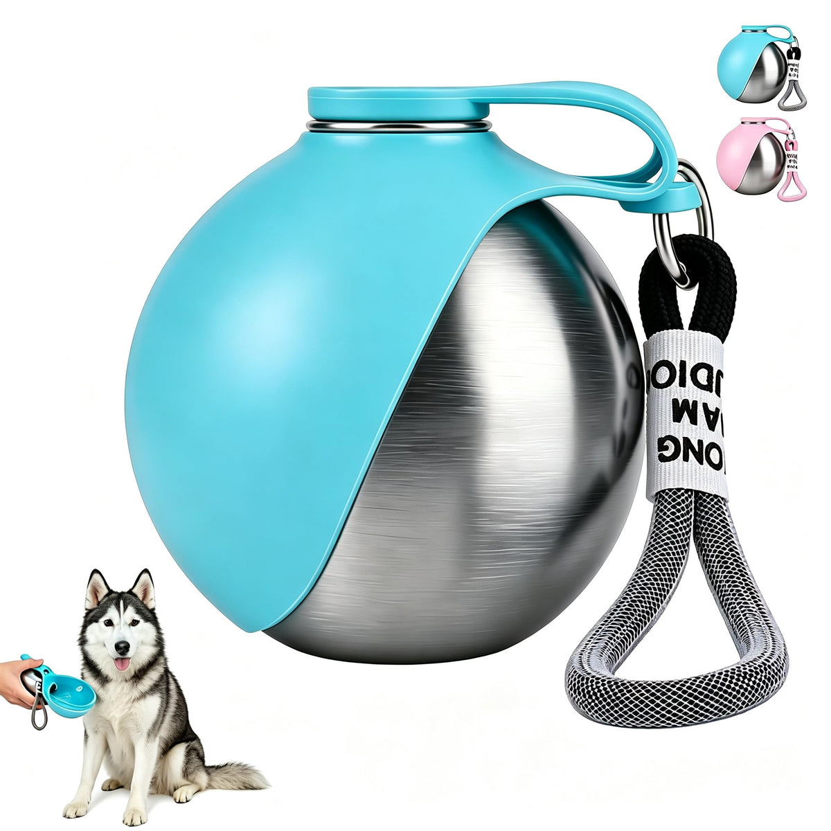 Portable Dog Water Bottle with Fold-Out Silicone Bowl