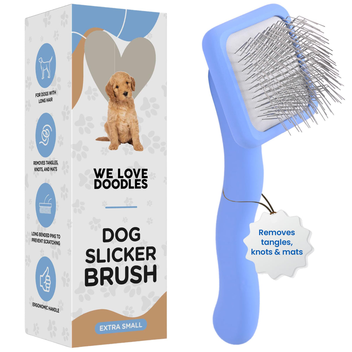 Slicker Brush for Dogs, Pet Grooming Brushes for Doodles & Poodles, Small