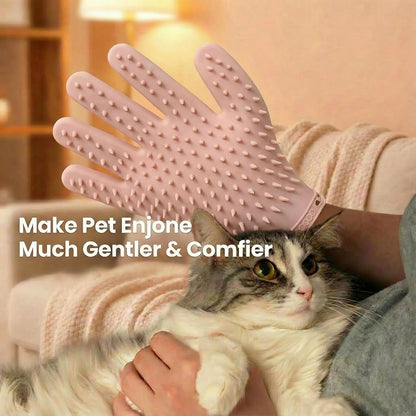 Pet Grooming & Hair Removal Gloves for Dogs & Cats, 2 Pairs Electrostatic Silicone Mitts with Soft Bristles, Enhanced 5-Finger Design for Pet Massage, Deshedding & Coat Care, Easy to Use & Clean(Red)
