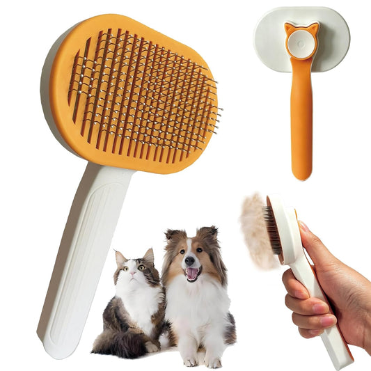 Pet Brushes for Cats and Dogs,Self-Cleaning Grooming Slicker Comb