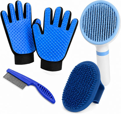 NVNAN 5-Piece Dog Grooming Brush Set with Grooming Gloves