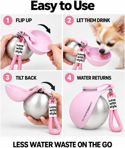 Portable Dog Water Bottle with Collapsible Bowl for Small Dogs & Puppy