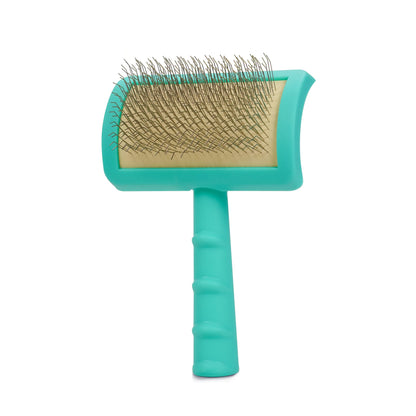 Jelly Pet Universal Slicker Brush for Dogs, Dog Grooming Brush, Remove Tangles and Dead Undercoat, Tuffer Than Tangles, Maltese Shi-Tzu Poodle Bichon, Firm Pins, Teal, Small
