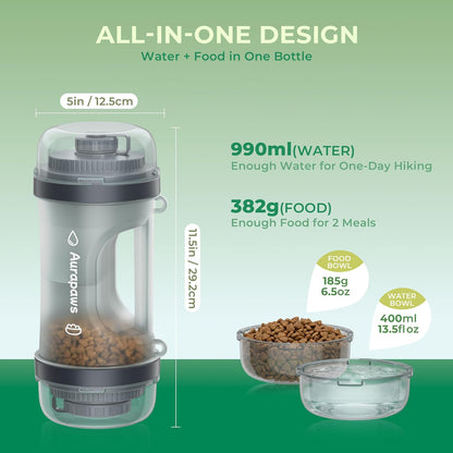 33.5oz Portable Dog Water Bottle for Travel Hydration&Food Feeder