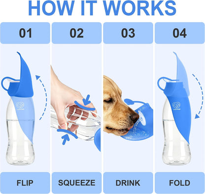 Dog Water Bottle with Foldable Bowl, 20oz Large Capacity