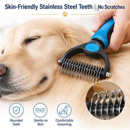 Pet Pro Tool Grooming Dog Deshedding Undercoat Rake Dual-Sided Comb