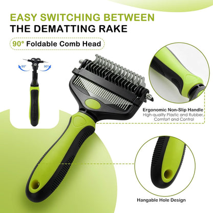 3-IN-1 Pet Brush for Deshedding and Grooming Tool (Green)