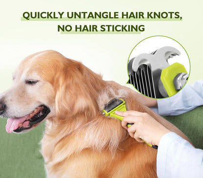 Pecute Double-Sided Undercoat Rake for Dogs & Cats with Thick Double Coats