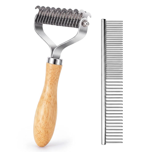 SIMPOR 2PCS Deshedding Dog Brush and Dematting Comb for Dogs