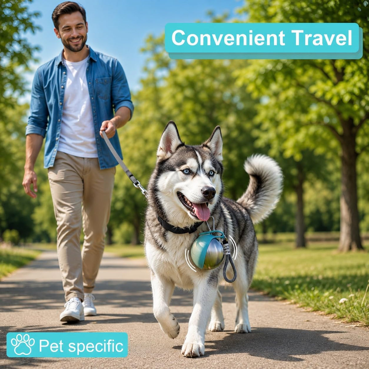 Portable Dog Water Bottle with Fold-Out Silicone Bowl