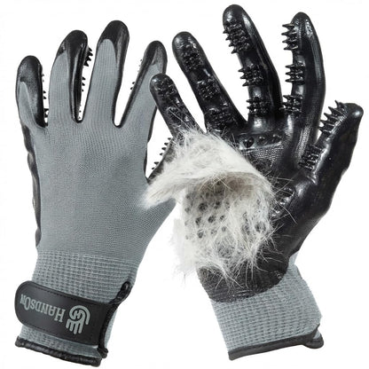 H HANDSON Pet Grooming Gloves - Patented #1 Ranked, Award Winning Shedding, Bathing, & Hair Remover Gloves - Gentle Brush for Cats, Dogs, and Horses (Grey, X-Large)