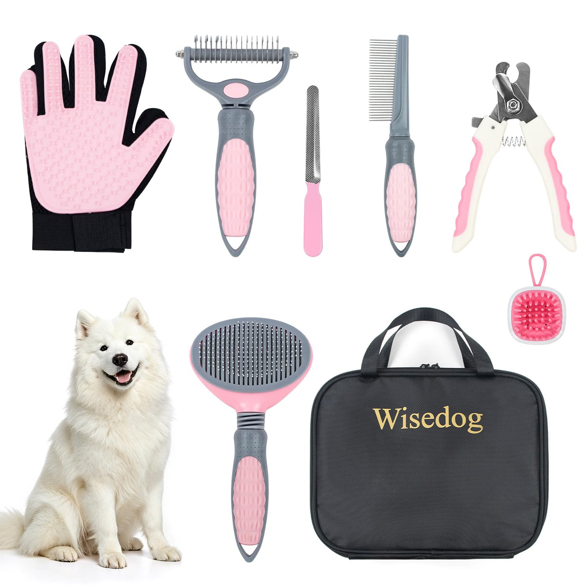 Wisedog 7-in-1 Dog Grooming Kit for Small Medium Dogs & Cats, Blue