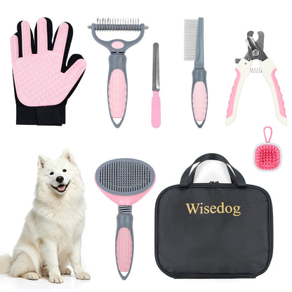 Wisedog 7-in-1 Dog Grooming Kit for Small Medium Dogs & Cats, Blue