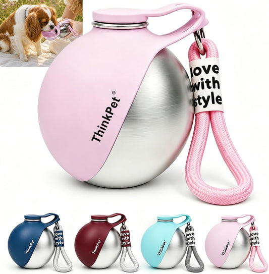 ThinkPet Leafsip 285ML Dog Water Bottle, Leak-Proof Portable, Pink
