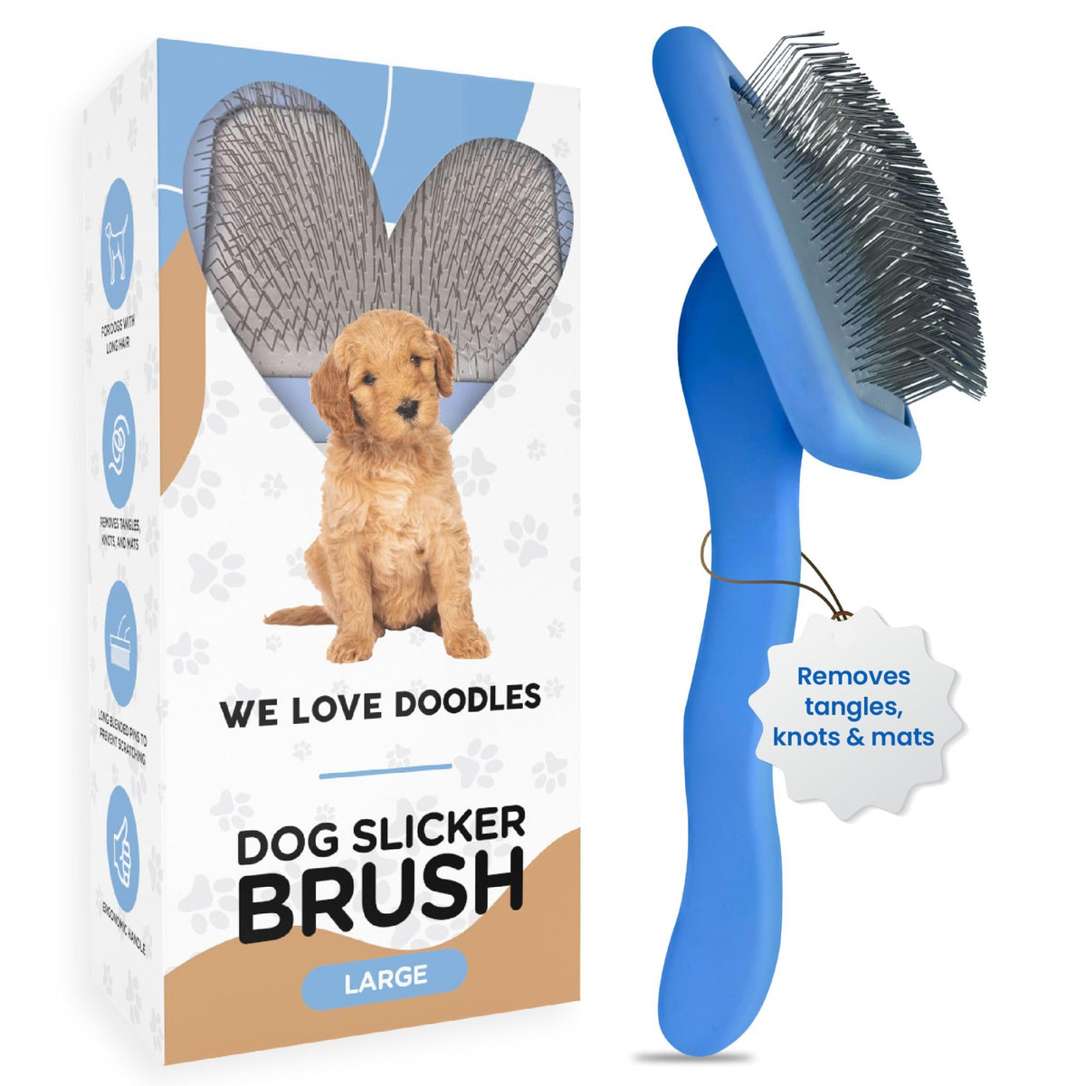 Slicker Brush for Dogs, Pet Grooming Brushes for Doodles & Poodles, Small
