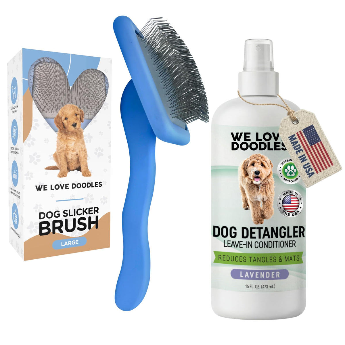 Slicker Brush for Dogs, Pet Grooming Brushes for Doodles & Poodles, Small