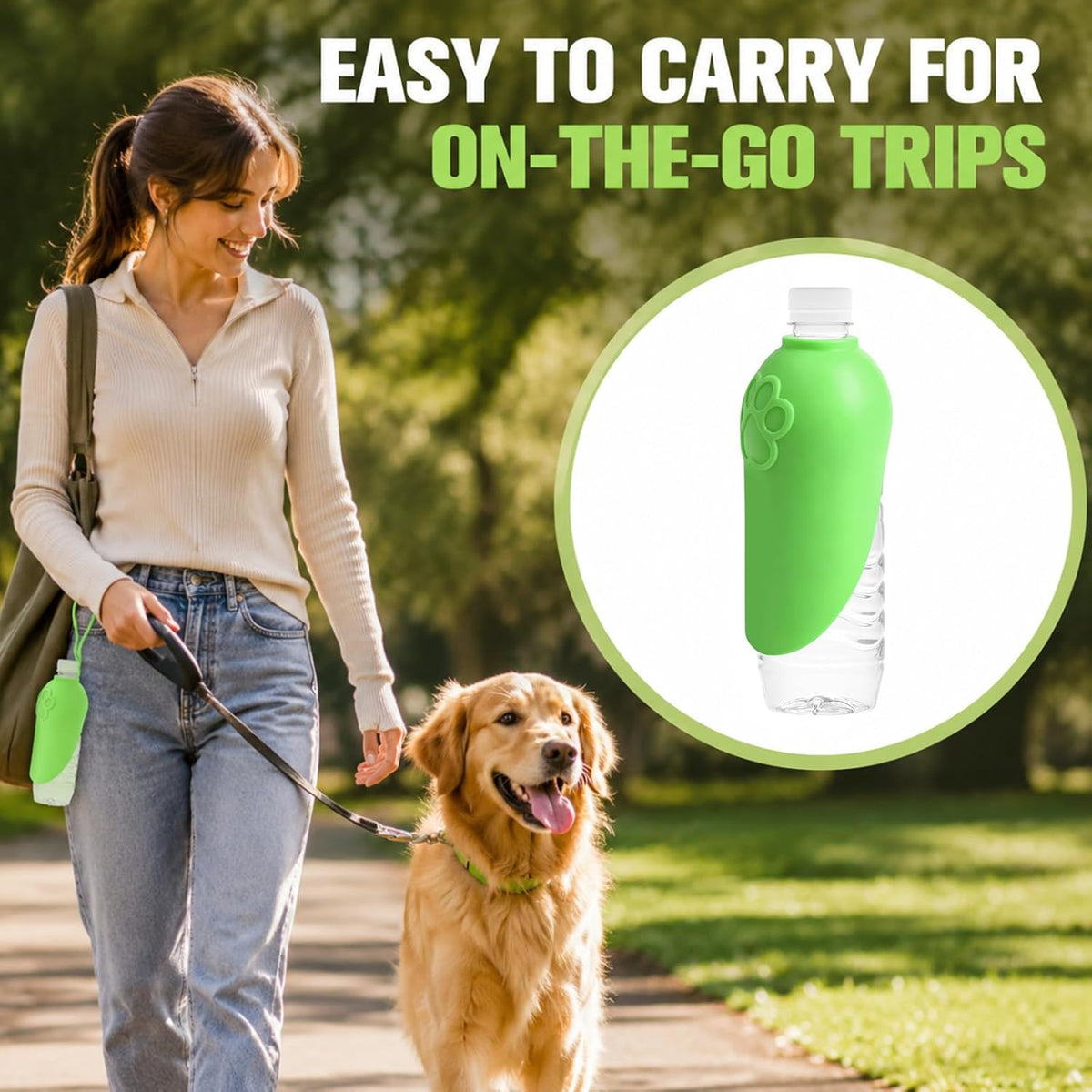 2Pcs Portable Dog Water Bottle Dispenser, Foldable Silicone Attachment