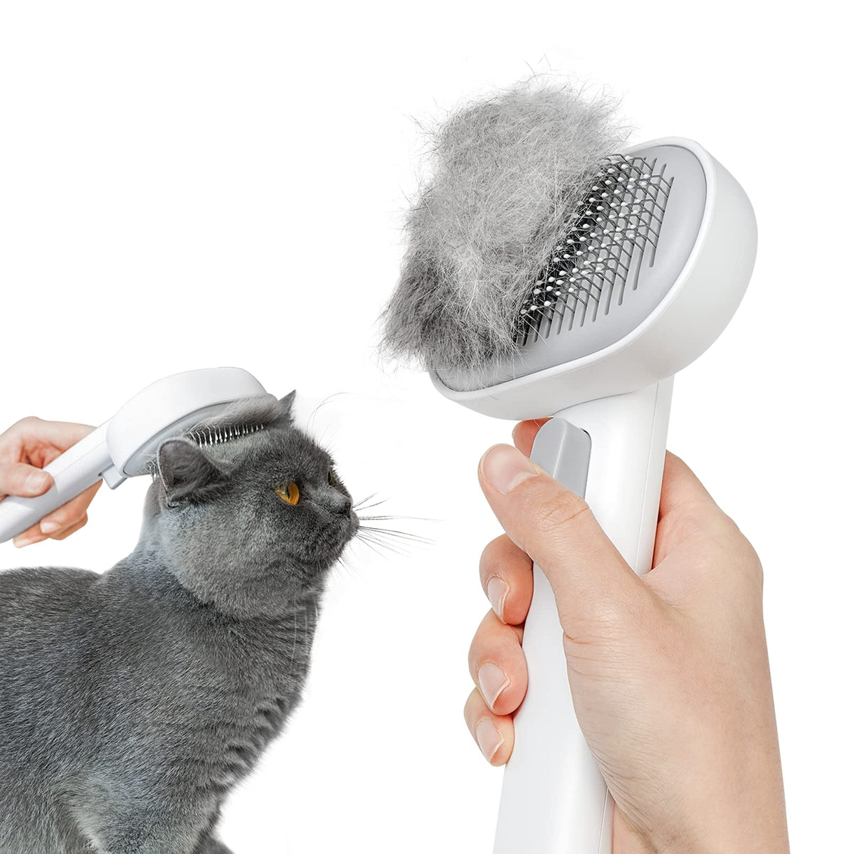 aumuca Skin Friendly Self-Cleaning Slicker Brush for Dogs & Cats, Gentle Pet Grooming Tool for Shedding & Deshedding, Efficient Hair Remover for Long & Short Haired Pets